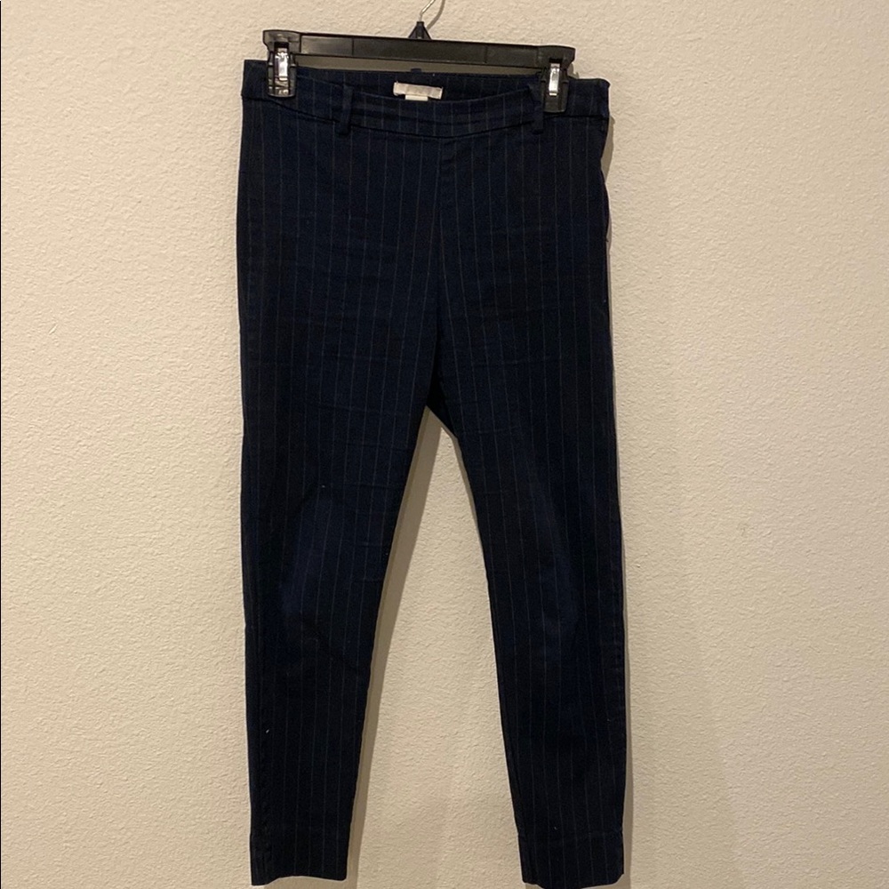 Navy Pinstripe Trousers